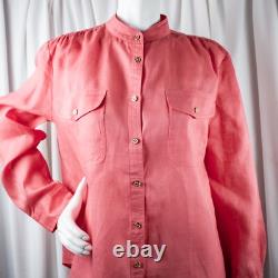 RALPH LAUREN New Pink Water Melon Peach Solid Women Linen Shirt Size XL