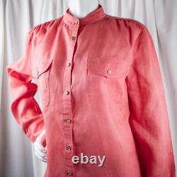 RALPH LAUREN New Pink Water Melon Peach Solid Women Linen Shirt Size XL