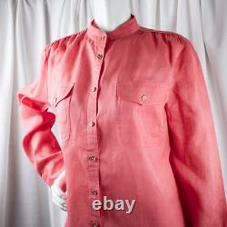 RALPH LAUREN New Pink Water Melon Peach Solid Women Linen Shirt Size XL