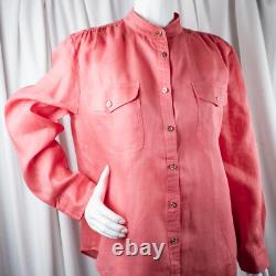 RALPH LAUREN New Pink Water Melon Peach Solid Women Linen Shirt Size XL
