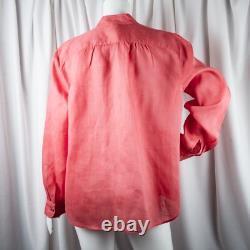 RALPH LAUREN New Pink Water Melon Peach Solid Women Linen Shirt Size XL