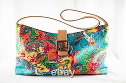 RALPH LAUREN New Turquoise Yellow Floral Paisley Women Satchel Handbag
