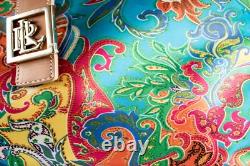 RALPH LAUREN New Turquoise Yellow Floral Paisley Women Satchel Handbag