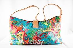 RALPH LAUREN New Turquoise Yellow Floral Paisley Women Satchel Handbag