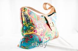 RALPH LAUREN New Turquoise Yellow Floral Paisley Women Satchel Handbag