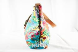 RALPH LAUREN New Turquoise Yellow Floral Paisley Women Satchel Handbag