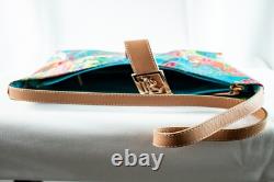 RALPH LAUREN New Turquoise Yellow Floral Paisley Women Satchel Handbag