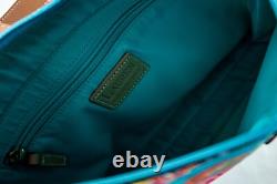 RALPH LAUREN New Turquoise Yellow Floral Paisley Women Satchel Handbag