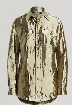 RALPH LAUREN PURPLE LABLE Metallic Organza Utility Shirt RETAIL $1,890