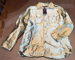 RALPH LAUREN PURPLE LABLE Metallic Organza Utility Shirt RETAIL $1,890