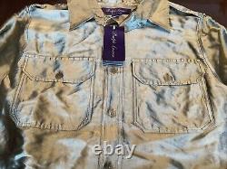 RALPH LAUREN PURPLE LABLE Metallic Organza Utility Shirt RETAIL $1,890