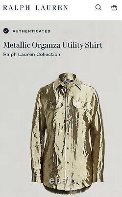 RALPH LAUREN PURPLE LABLE Metallic Organza Utility Shirt RETAIL $1,890