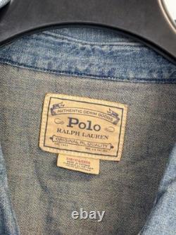 RARE NEW Polo Ralph Lauren Men's 3XB Distressed Denim Western Shirt Pearl Snap