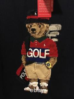 RARE NWT POLO RALPH LAUREN MENS sz L 2020 ICONIC GOLF BEAR NAVY COTTON SWEATER