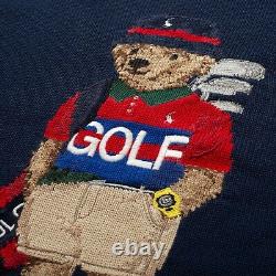 RARE NWT POLO RALPH LAUREN MENS sz L 2020 ICONIC GOLF BEAR NAVY COTTON SWEATER