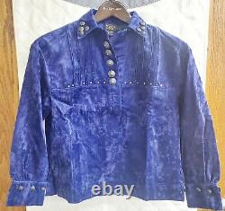 RRL Purple Velvet Tunic withSilver Flower & Turquoise Buttons Ralph Lauren Sz S 1