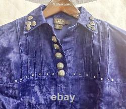 RRL Purple Velvet Tunic withSilver Flower & Turquoise Buttons Ralph Lauren Sz S 1