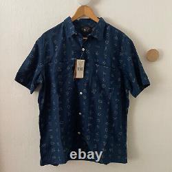 RRL RALPH LAUREN All Over Indigo Print Vacation Ranch Short Sleeve Shirt L NEW