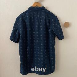 RRL RALPH LAUREN All Over Indigo Print Vacation Ranch Short Sleeve Shirt L NEW