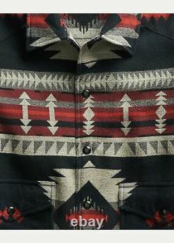 RRL Ralph Lauren 1930s Southwest Blanket Black Jacquard Overshirt Jacket L Large