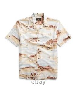 RRL Ralph Lauren 1950 NWT Vintage Western Scenic Print Linen Shirt Camp Small