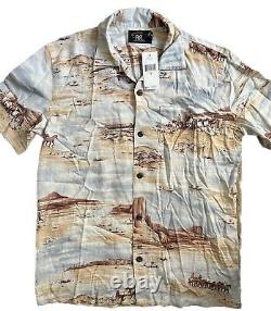 RRL Ralph Lauren 1950 NWT Vintage Western Scenic Print Linen Shirt Camp Small