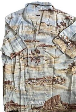 RRL Ralph Lauren 1950 NWT Vintage Western Scenic Print Linen Shirt Camp Small