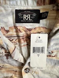 RRL Ralph Lauren 1950 NWT Vintage Western Scenic Print Linen Shirt Camp Small