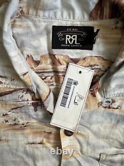 RRL Ralph Lauren 1950 NWT Vintage Western Scenic Print Linen Shirt Camp Small