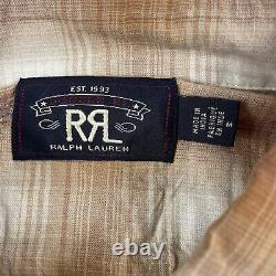 RRL Ralph Lauren Brown Check Native Patterned Mens Button Front Size M NWT