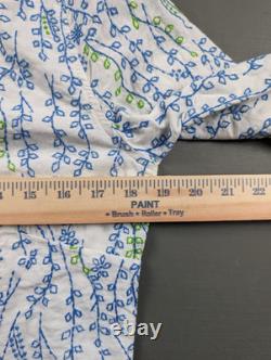 RRL Ralph Lauren Embroidered Shirt Size 1 White Blue Green Floral MSRP $395 NWT