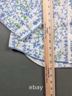 RRL Ralph Lauren Embroidered Shirt Size 1 White Blue Green Floral MSRP $395 NWT