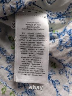 RRL Ralph Lauren Embroidered Shirt Size 1 White Blue Green Floral MSRP $395 NWT