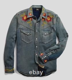 RRL Ralph Lauren Embroidered Thick Jersey Western Workshirt-MEN-M