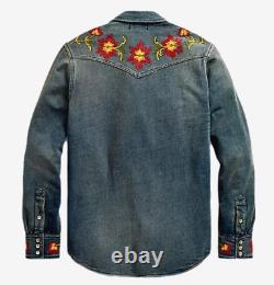 RRL Ralph Lauren Embroidered Thick Jersey Western Workshirt-MEN-M