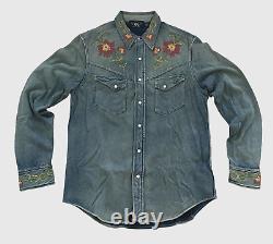 RRL Ralph Lauren Embroidered Thick Jersey Western Workshirt-MEN-M