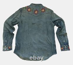 RRL Ralph Lauren Embroidered Thick Jersey Western Workshirt-MEN-M