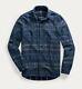 Rrl Ralph Lauren Fair Isle Indigo Blue Jacquard Workshirt Mens M M