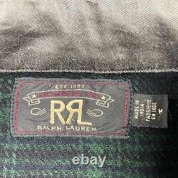 RRL Ralph Lauren Flannel Shirt Mens Medium Green Plaid Worker Western NWOT