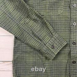 RRL Ralph Lauren Flannel Shirt Mens Medium Green Worker Casual Western NWOT