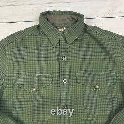 RRL Ralph Lauren Flannel Shirt Mens Medium Green Worker Casual Western NWOT