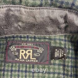 RRL Ralph Lauren Flannel Shirt Mens Medium Green Worker Casual Western NWOT