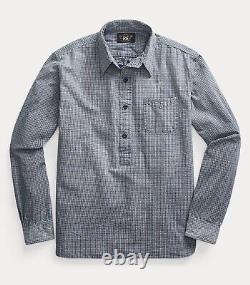 RRL Ralph Lauren Indigo Checked Popover Shirt-MEN- M