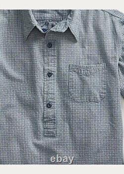 RRL Ralph Lauren Indigo Checked Popover Shirt-MEN- M