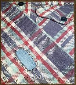 RRL Ralph Lauren Men's Plaid Thick Twill Overshirt Distressed Accent Shirt