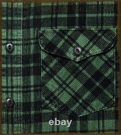 RRL Ralph Lauren Mens Green Plaid Shirt Sweet Orr Fine Wale Cotton Corduroy $365