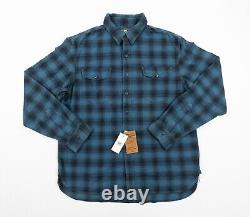 RRL Ralph Lauren Shirt Mens XLarge Blue Flannel Button Up Double RL Plaid NEW