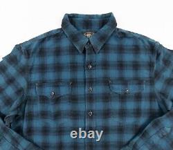 RRL Ralph Lauren Shirt Mens XLarge Blue Flannel Button Up Double RL Plaid NEW