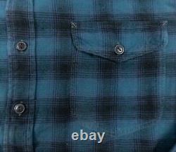 RRL Ralph Lauren Shirt Mens XLarge Blue Flannel Button Up Double RL Plaid NEW