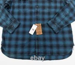 RRL Ralph Lauren Shirt Mens XLarge Blue Flannel Button Up Double RL Plaid NEW